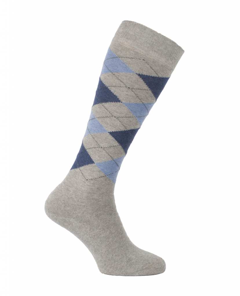 chaussettes d'équitation molletonnées gris et bleu