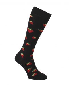 chaussettes d'equitation kozysocks noires avec fraises rouges